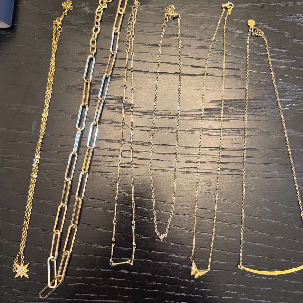 Gold Tone Layered Necklace Set - Delicate Gold Chains